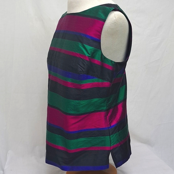 Talbots 100% Silk Black Label Sleeveless Striped Top Size 8 NWT - Picture 4 of 9